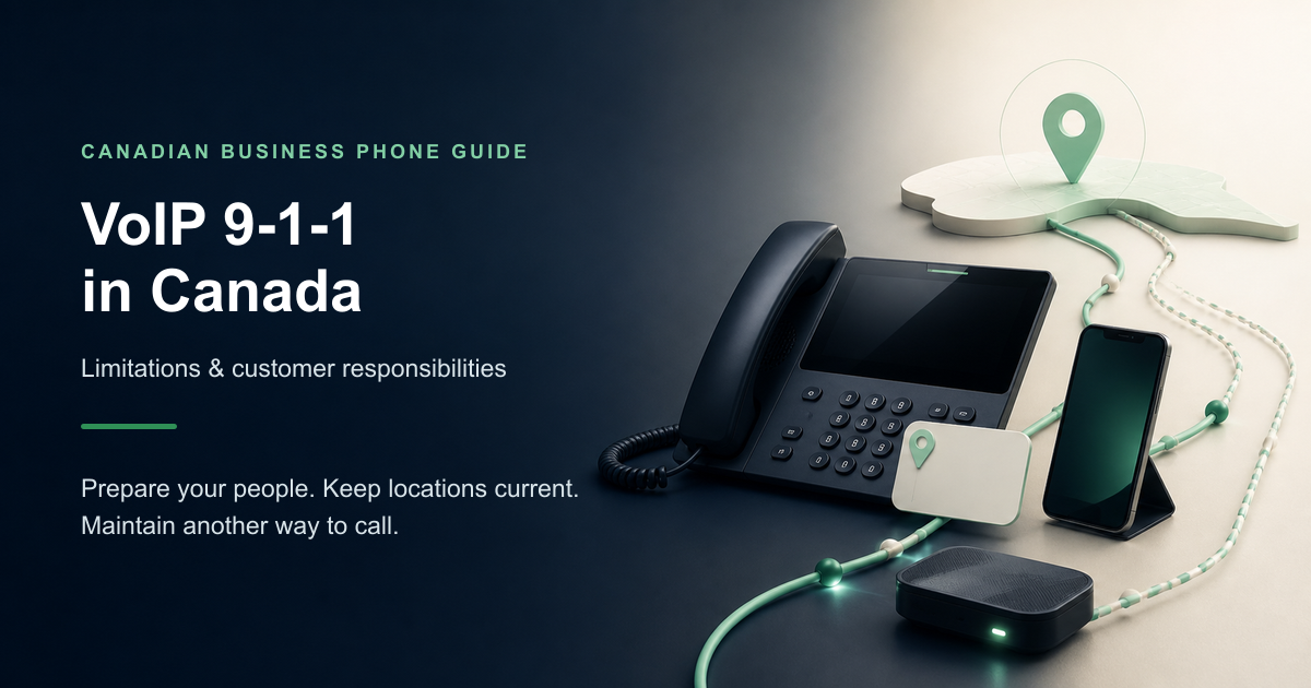 Business desk phone and mobile device connected to location and resilient backup-path symbols.